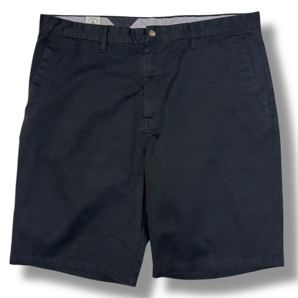 VOLCOM Black Flat Front Fricken Chino Shorts
